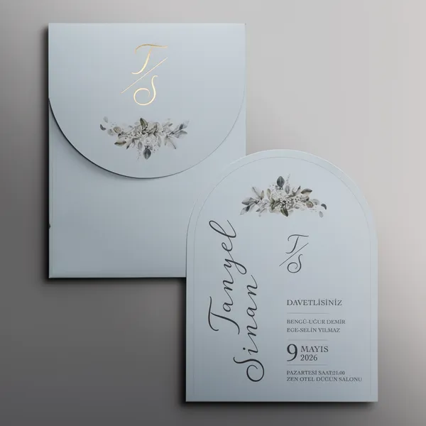 Dusty Blue Botanical Wedding Invitation