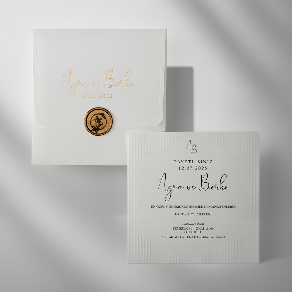 White Wax Seal Wedding Invitation