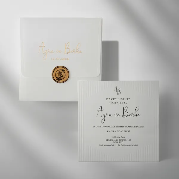 White Wax Seal Wedding Invitation