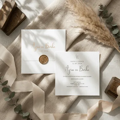 White Wax Seal Wedding Invitation