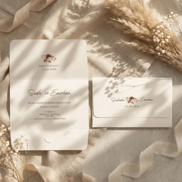 Floral Crest Wedding Invitation