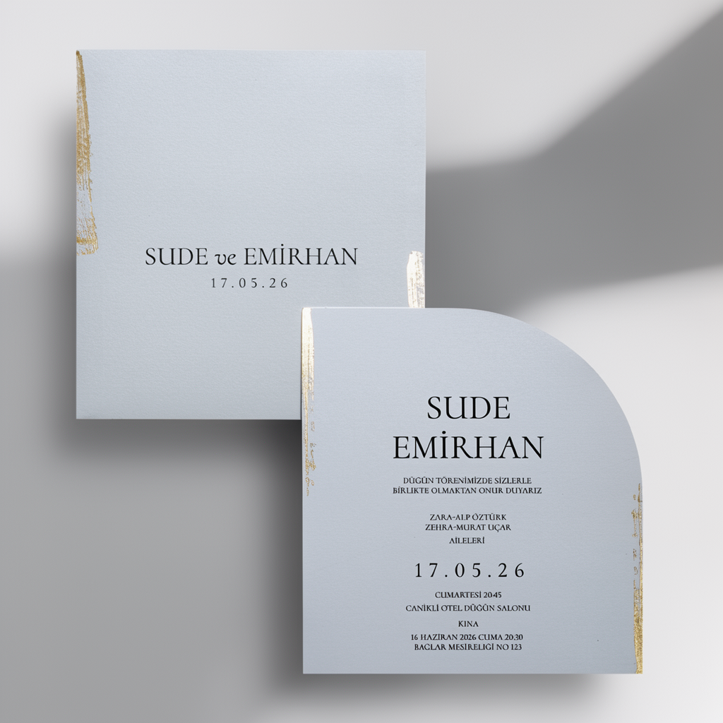 Modern Gold Accent Wedding Invitation