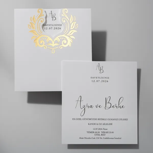Gold Crest Classic Wedding Invitation