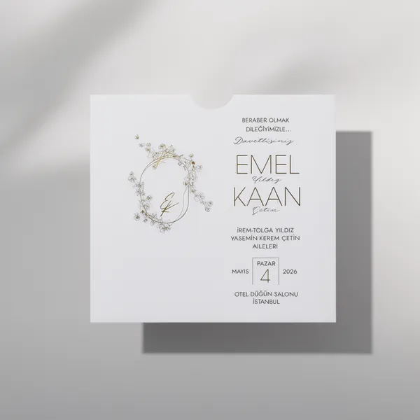 Minimal Gold Floral Wedding Invitation