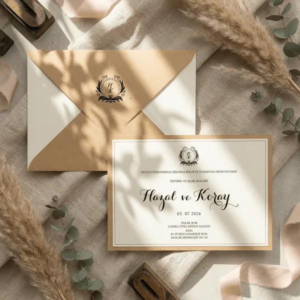 Gold Frame Horizontal Wedding Invitation