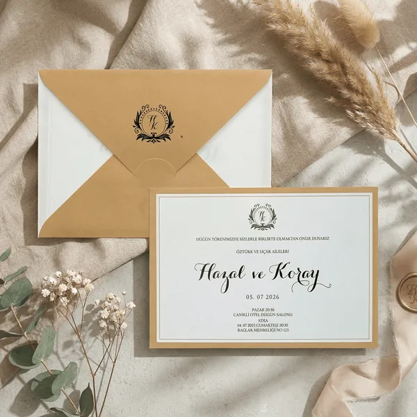 Gold Frame Horizontal Wedding Invitation