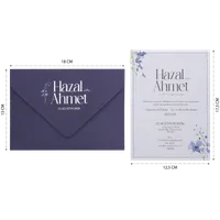 Navy Blue Floral Wedding Invitation