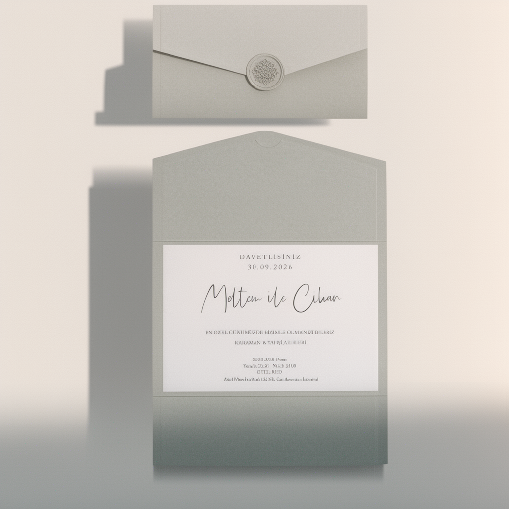 Sage Pocket Wedding Invitation