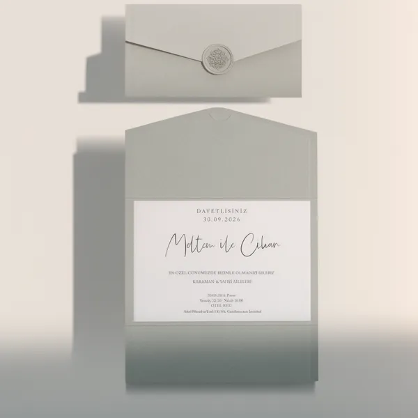 Sage Pocket Wedding Invitation