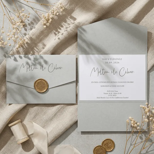 Sage Pocket Wedding Invitation