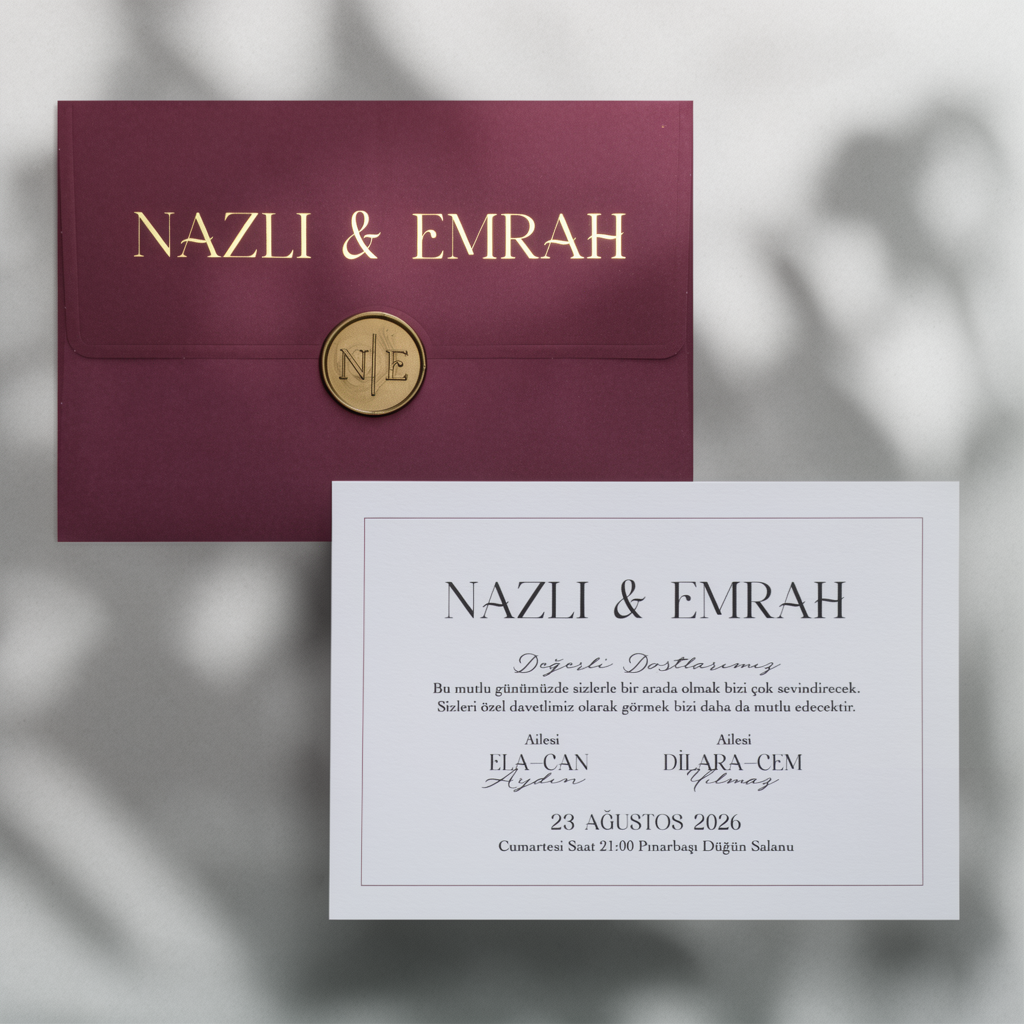 Burgundy Wax Seal Wedding Invitation