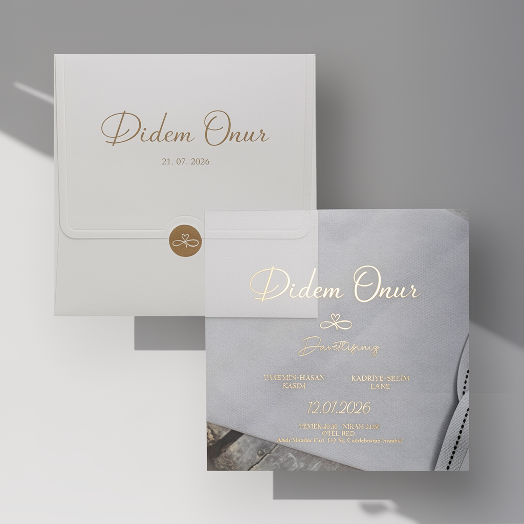 Ivory Gold Script Wedding Invitation