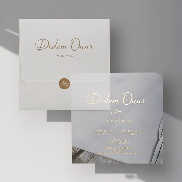 Ivory Gold Script Wedding Invitation