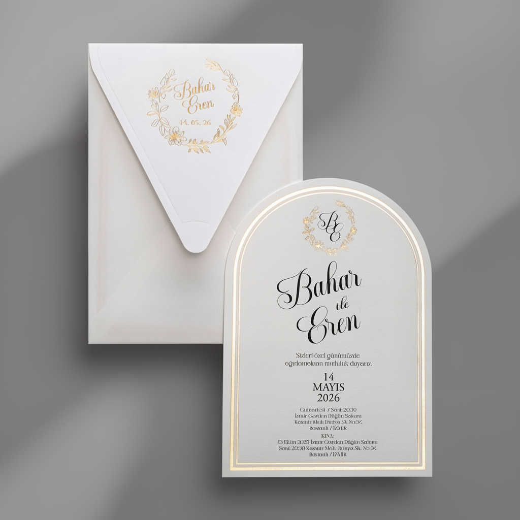 Gold Frame Arch Wedding Invitation