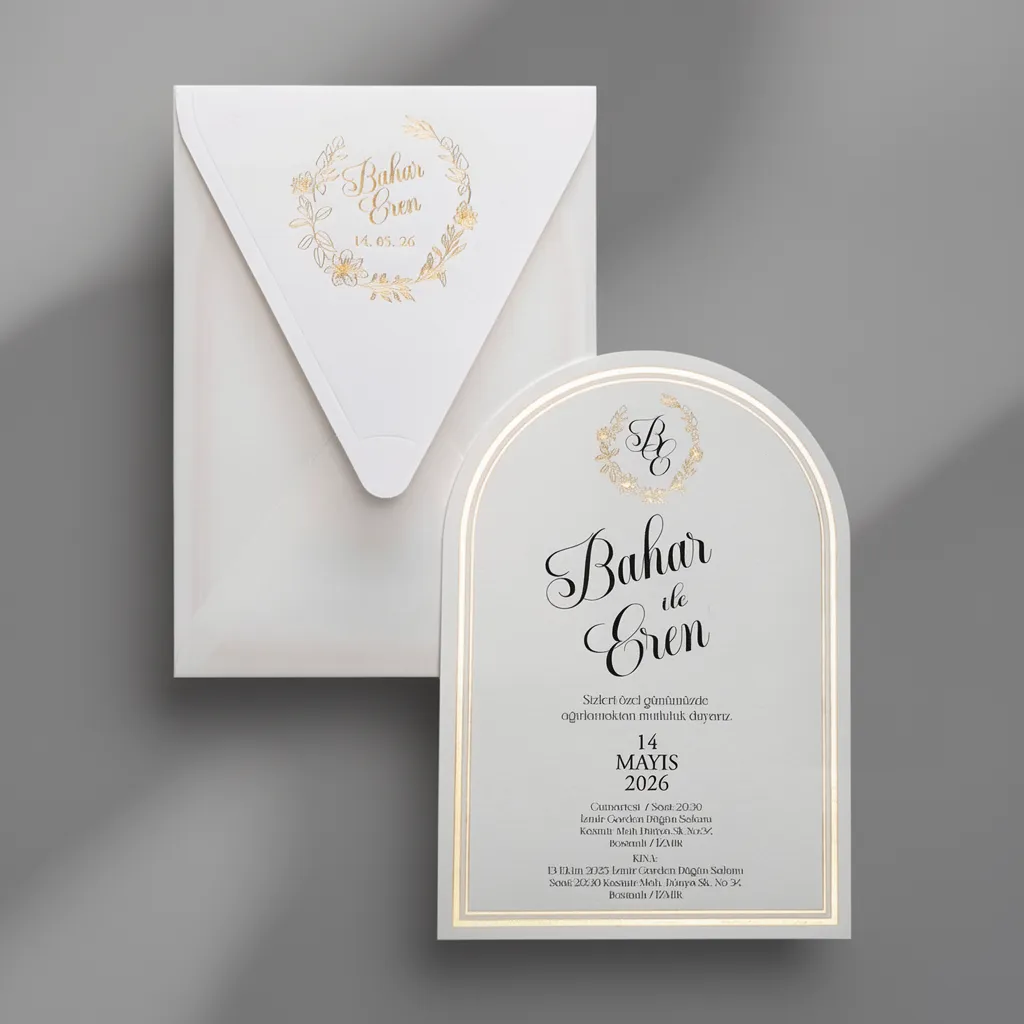Gold Frame Arch Wedding Invitation