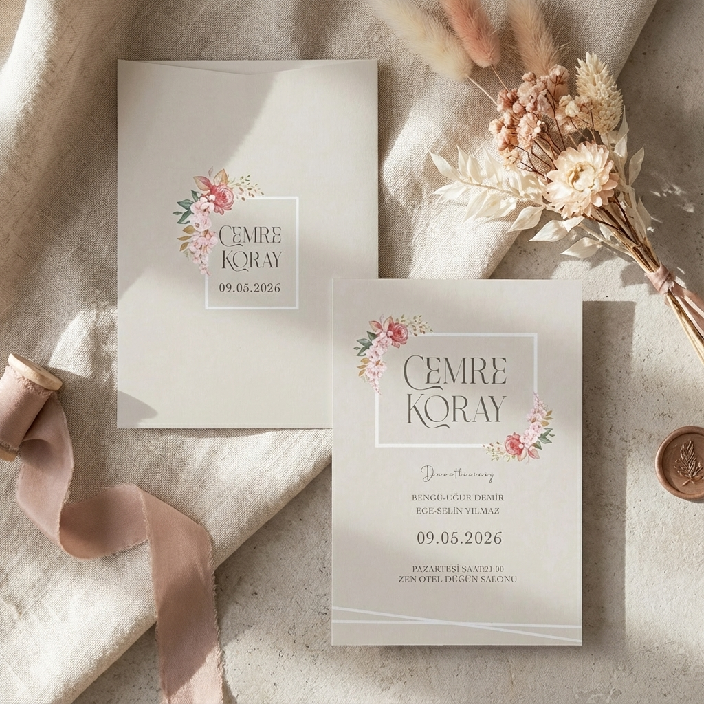 Greenery Pocket Wedding Invitation