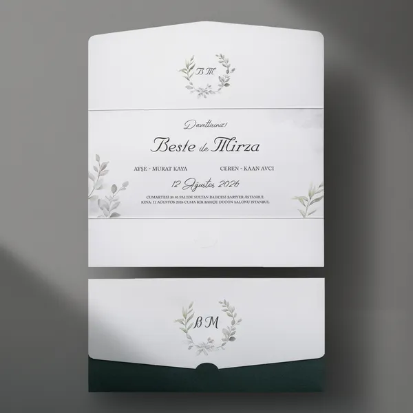 Botanical Wreath Pocket Wedding Invitation