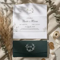 Botanical Wreath Pocket Wedding Invitation