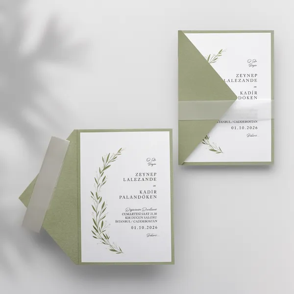 Green Botanical Wedding Invitation