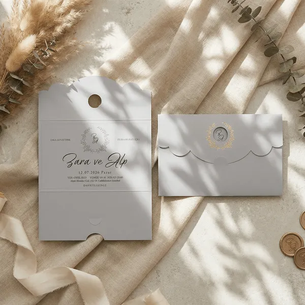 Minimal White Wedding Invitation Set