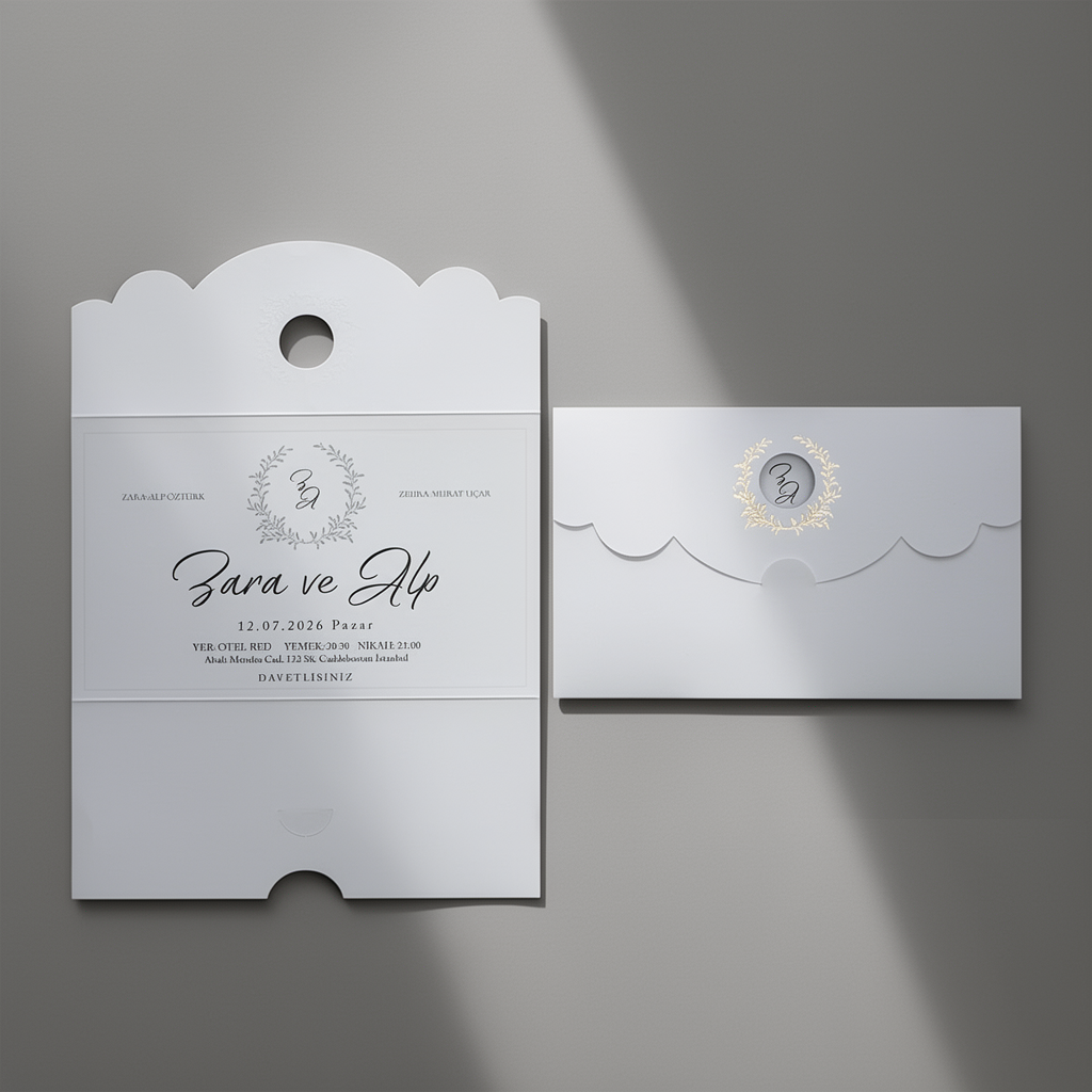 Minimal White Wedding Invitation Set
