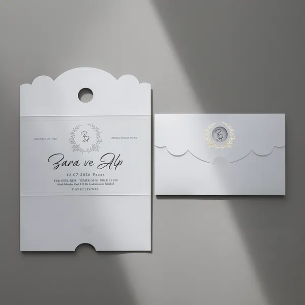 Minimal White Wedding Invitation Set