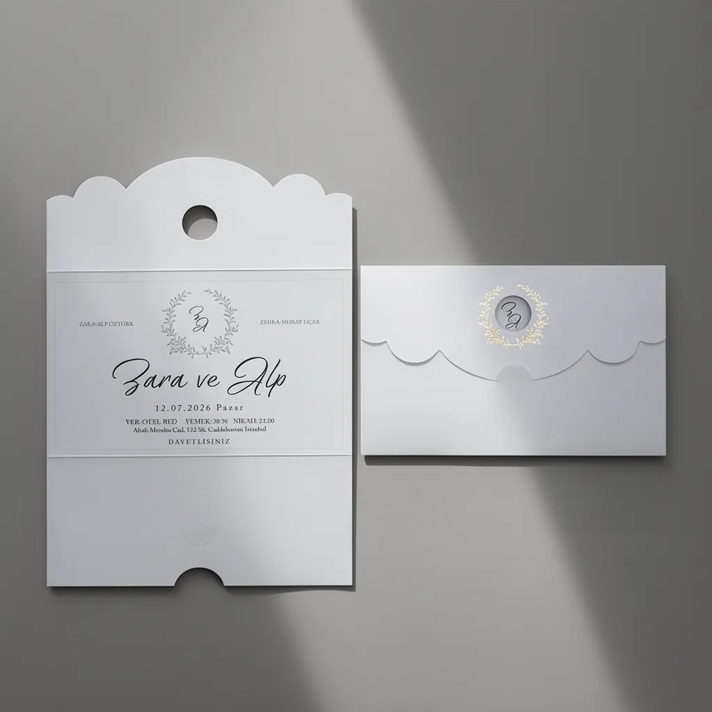 Minimal White Wedding Invitation Set
