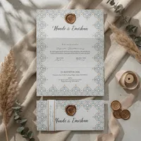 Patterned Wedding Invitation with Wax Seal