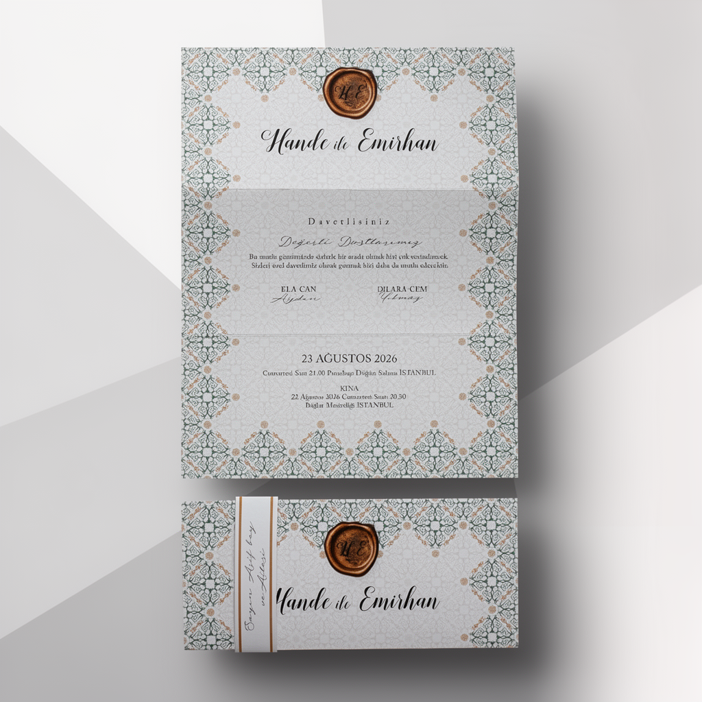 Patterned Wedding Invitation with Wax Seal