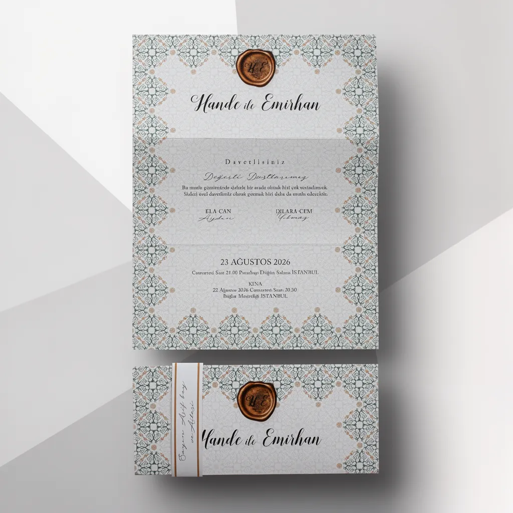 Patterned Wedding Invitation with Wax Seal