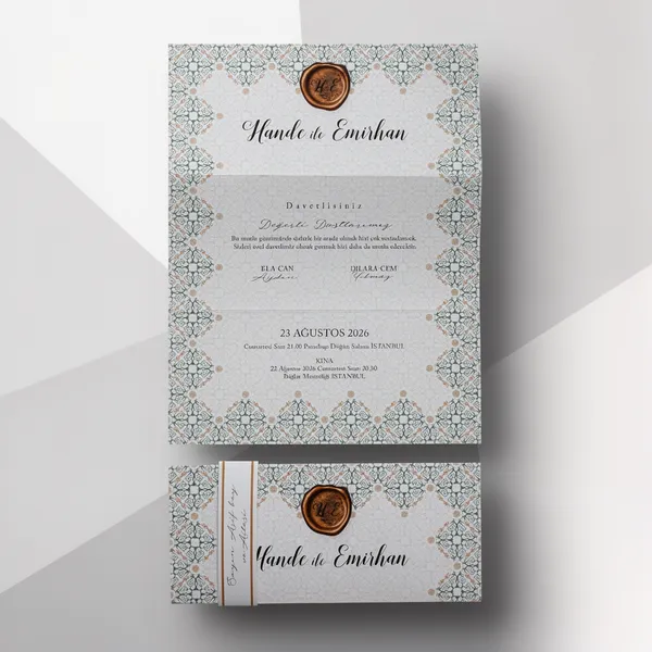 Patterned Wedding Invitation with Wax Seal