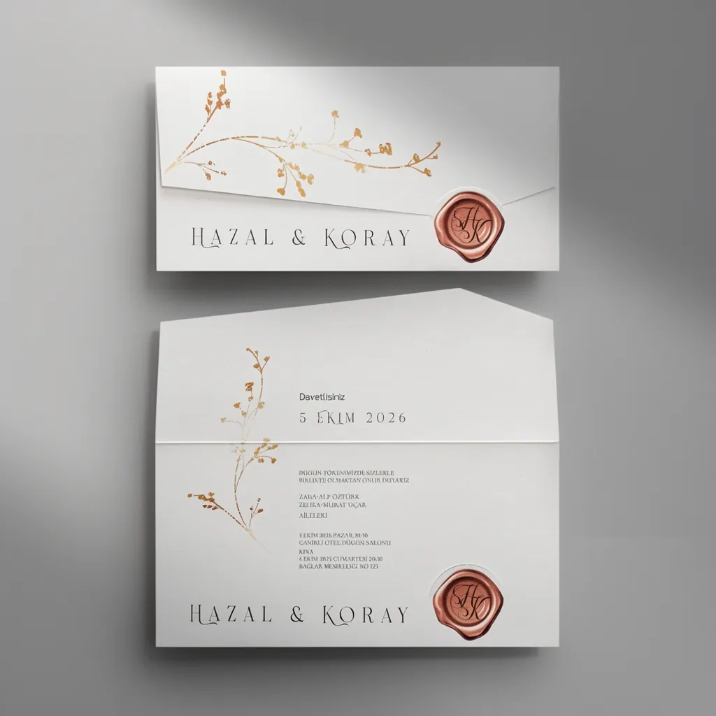 White Wedding Invitation with Gold Detail