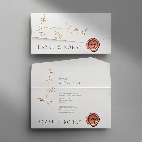 White Wedding Invitation with Gold Detail