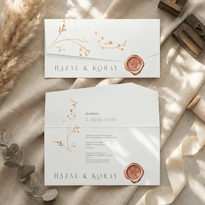 White Wedding Invitation with Gold Detail