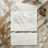 Striped Beige Wedding Invitation
