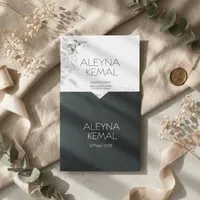 Navy Botanical Wedding Invitation