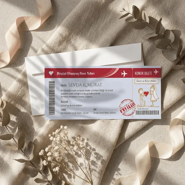 Ticket Style Wedding Invitation