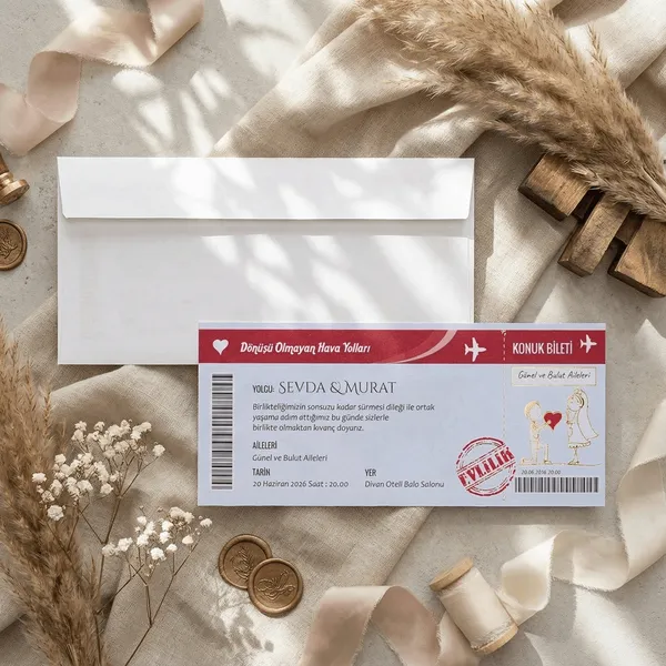 Ticket Style Wedding Invitation