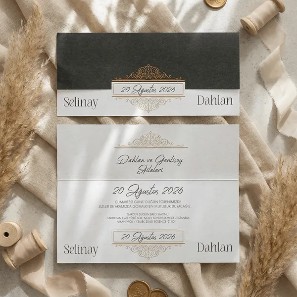 Classic Beige Wedding Invitation