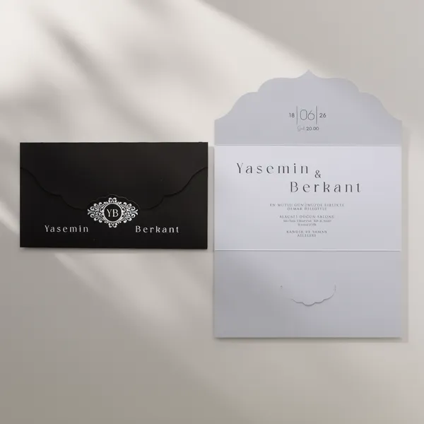 Black and Gray Wedding Invitation Set