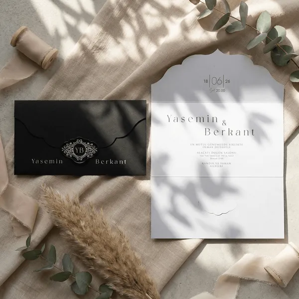 Black and Gray Wedding Invitation Set