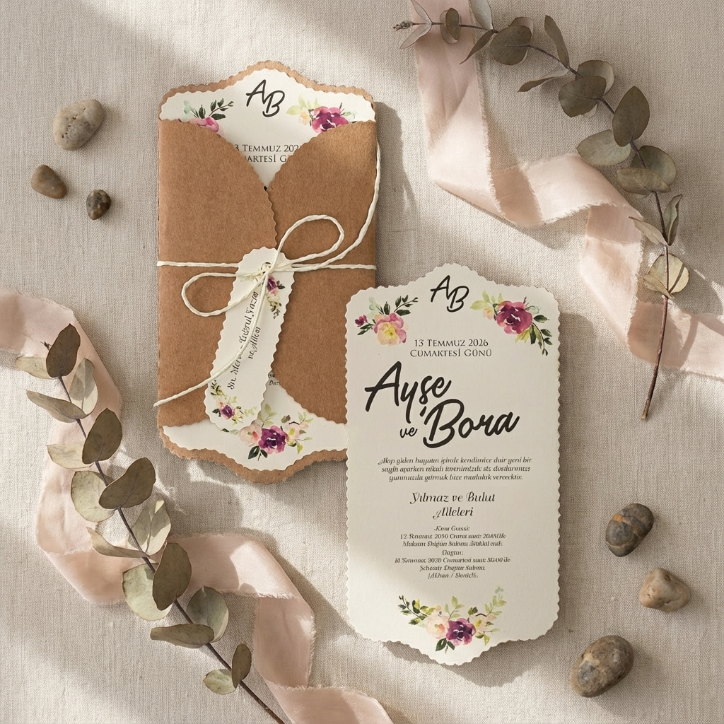 Rustic Floral Wedding Invitation