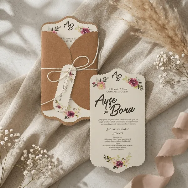 Rustic Floral Wedding Invitation