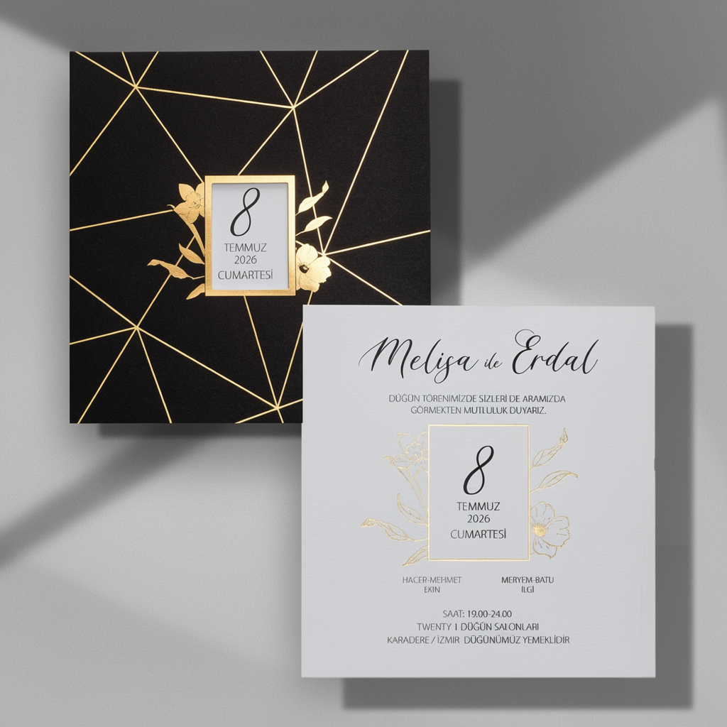 Black Gold Geometric Wedding Invitation