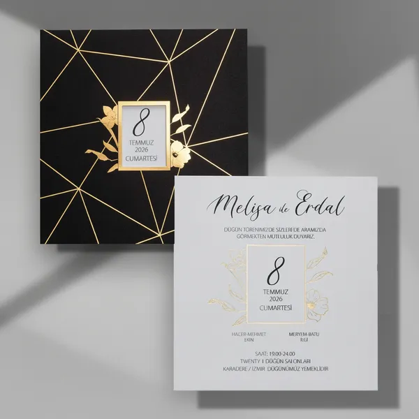 Black Gold Geometric Wedding Invitation