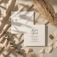 Minimal White Embossed Wedding Invitation