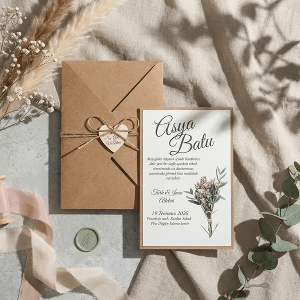 Rustic Kraft Wedding Invitation