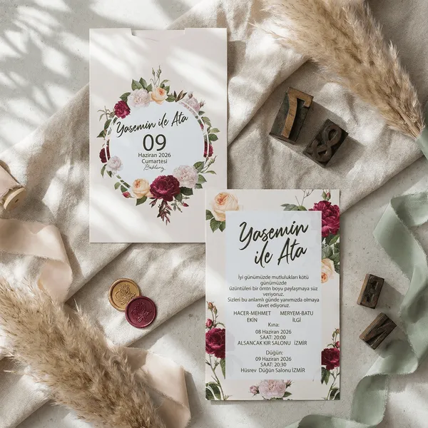 Floral Rose Wedding Invitation