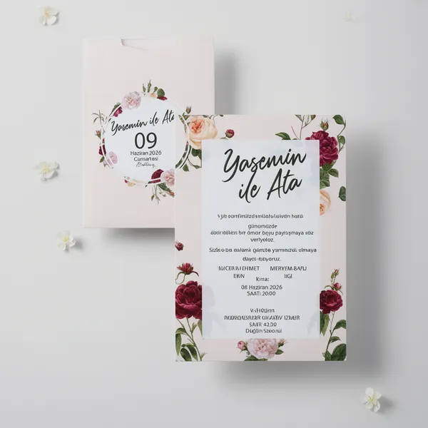 Floral Rose Wedding Invitation