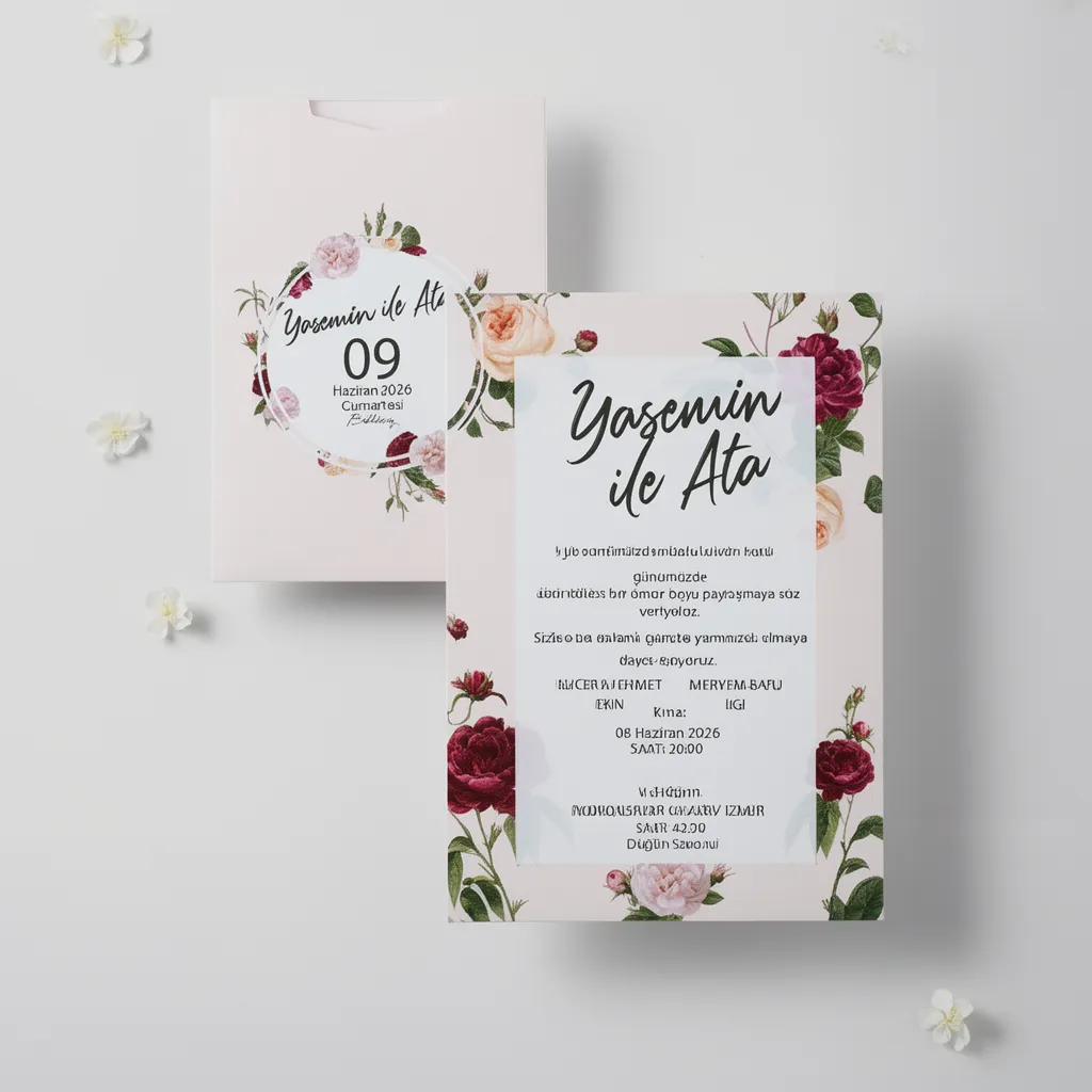 Floral Rose Wedding Invitation